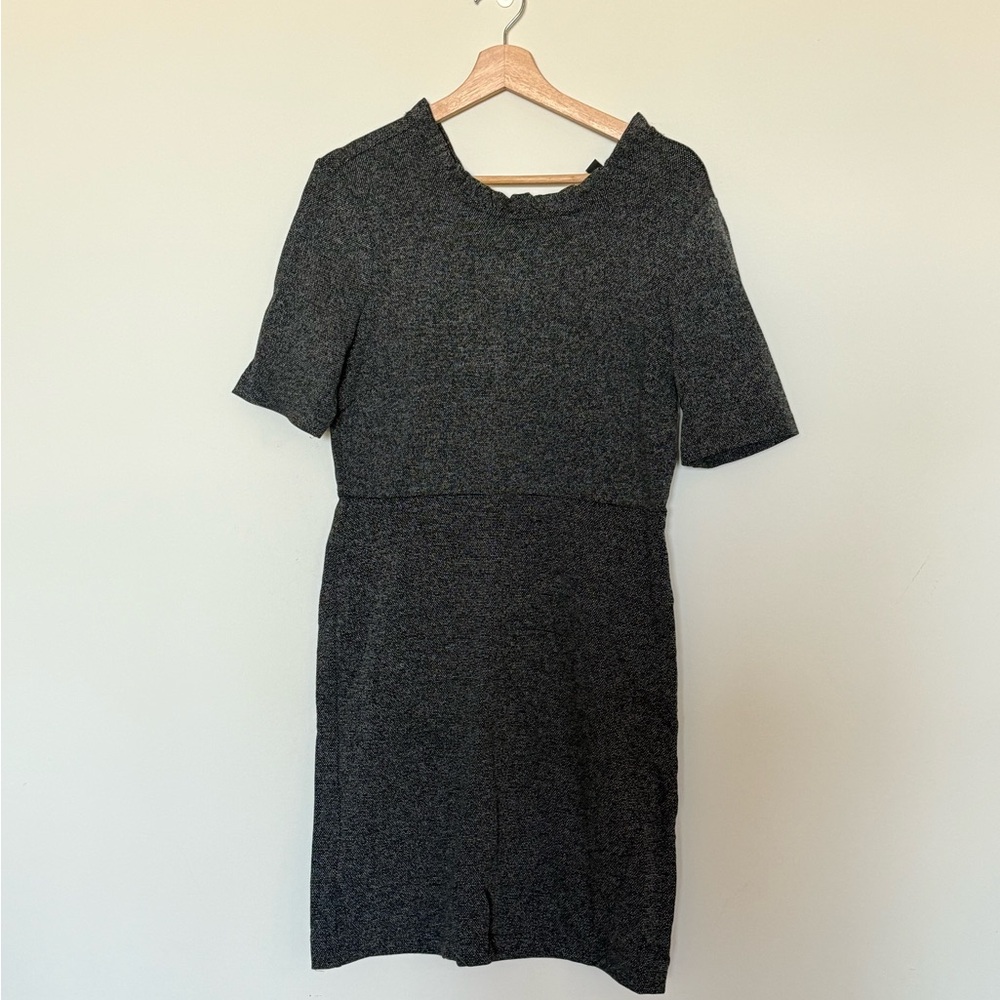 Ann Taylor Charcoal Tweed Short Sleeve Office Dress